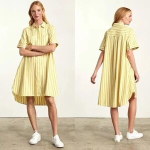Everlane Daytripper Dress Yellow Stripe Shirt Dress L